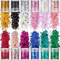 Nail Art Glitter Collection 12 Pack - Mixed Colours - Hexagons