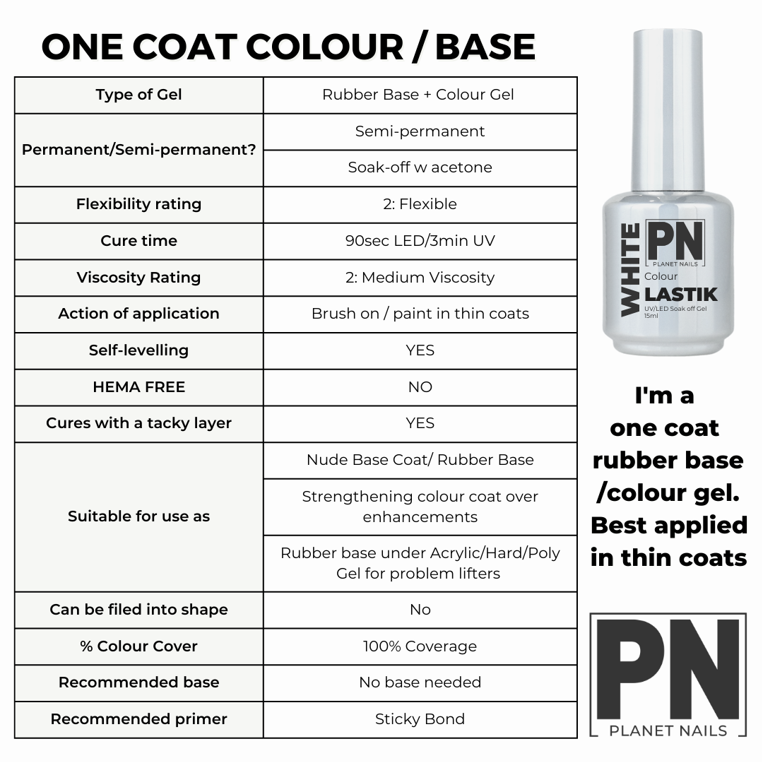 15ml WHITE LASTIK Stick and Stay Soak off UV/Led Gel Nails