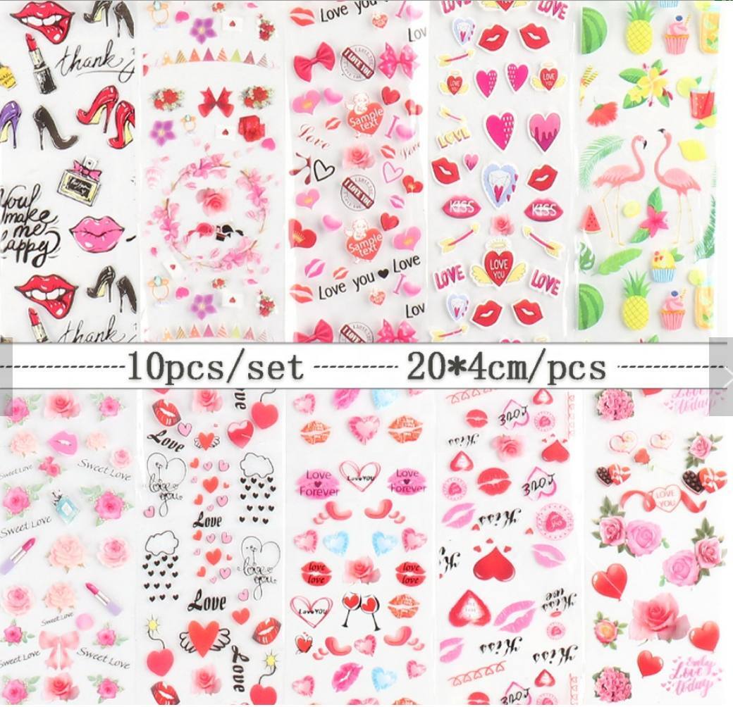 Nail Foil Transfers in packet - Pink Valentine