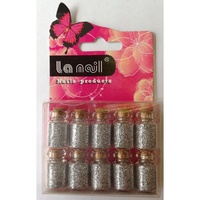 La Nail - 10 Bottles - Fine Glitter - Silver (Na116)