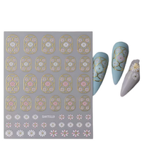 Nail Art Sticker - Gold and White - SWT019