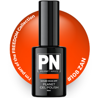 Planet Gel Polish – P108 ZAN (Orange) – HEMA Free UV/LED Soak Off, 15ml