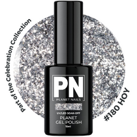 Planet Gel Polish – P180 HOY (Silver/Shimmer/Glitter) – HEMA Free UV/LED Soak Off, 15ml