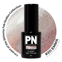 Planet Gel Polish – P311 EMMA (Gold/Shimmer/Glitter) – HEMA Free UV/LED Soak Off, 15ml