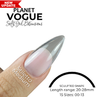 2 Bag Special.  Planet Vogue Stiletto Medium Soft Gel Extensions - 600 Pack - NEW UPDATE