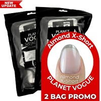 2 BAG SPECIAL.  Planet Vogue Almond X-Short Soft Gel Extensions - 600 Pack
