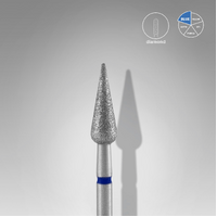 STALEKS -Diamond nail drill bit pointed pear blue EXPERT head diameter 4 mm / working part 12 mm