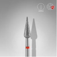 STALEKS -Diamond nail drill bit pointed pear red EXPERT head diameter 4 mm / working part 12 mm