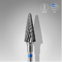 STALEKS - Carbide nail drill bit cone blue EXPERT head diameter 6 mm / working part 14 mm