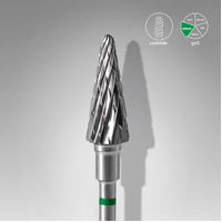 STALEKS -Carbide nail drill bit cone green EXPERT head diameter 6 mm / working part 14 mm