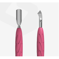 Manicure pusher Gummy with silicone handle UNIQ 10 TYPE 4.2 (rounded narrow pusher and bent blade)